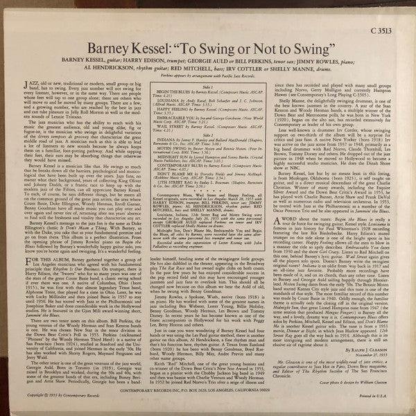 Barney Kessel : Vol. 3, To Swing Or Not To Swing (LP, Album, RE)