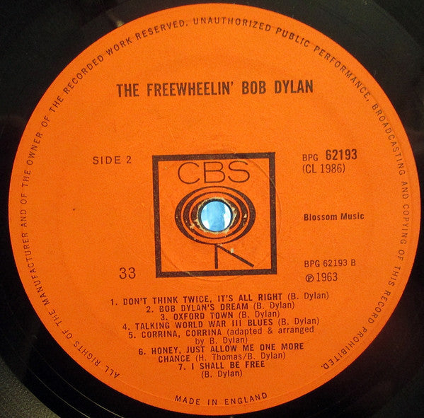 Bob Dylan : The Freewheelin' Bob Dylan (LP, Album, Mono, RP)