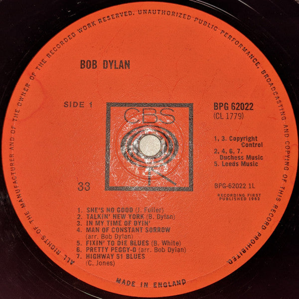 Bob Dylan : Bob Dylan (LP, Album, Mono)