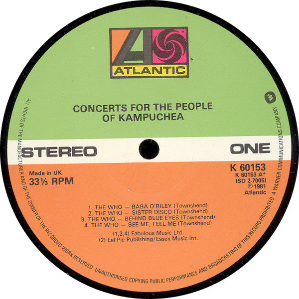Various : Concerts For The People Of Kampuchea (2xLP, Album)