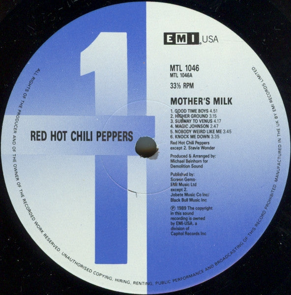 Red Hot Chili Peppers : Mothers Milk (LP, Album)