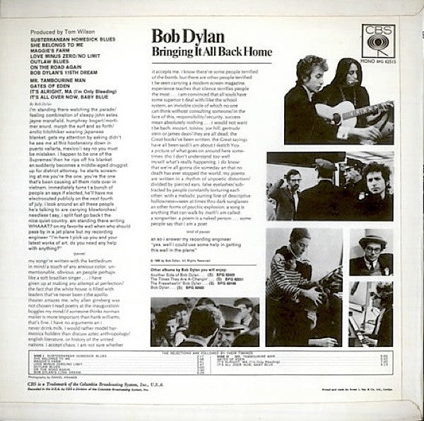 Bob Dylan : Bringing It All Back Home (LP, Album, Mono, EMI)