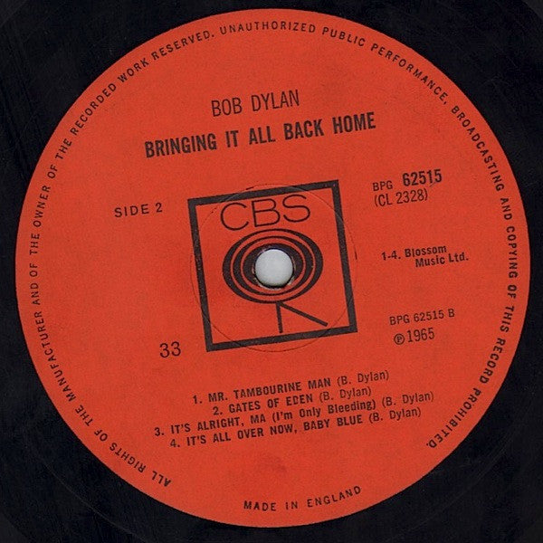 Bob Dylan : Bringing It All Back Home (LP, Album, Mono, EMI)