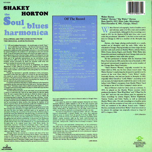 Shakey Horton* : The Soul Of Blues Harmonica (LP, Album)