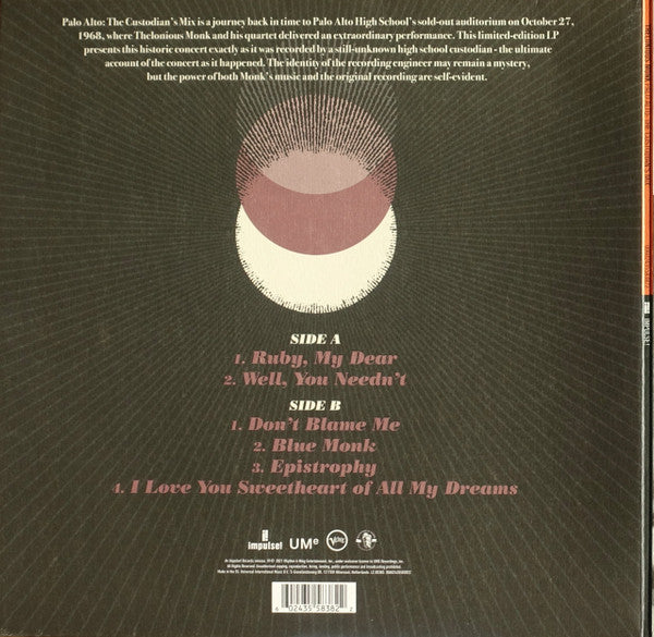 Thelonious Monk : Palo Alto: The Custodian's Mix (LP, Album, RSD, Ltd, Gat)