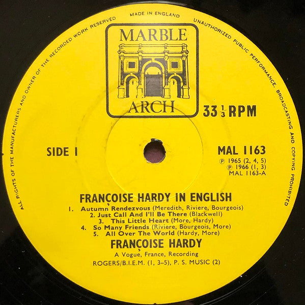 Françoise Hardy : In English (LP, Comp, Mono)