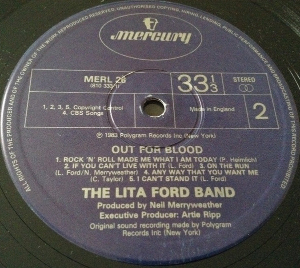 Lita Ford : Out For Blood (LP, Album)
