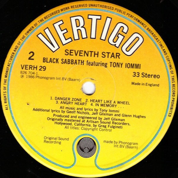 Black Sabbath Featuring Tony Iommi : Seventh Star (LP, Album)