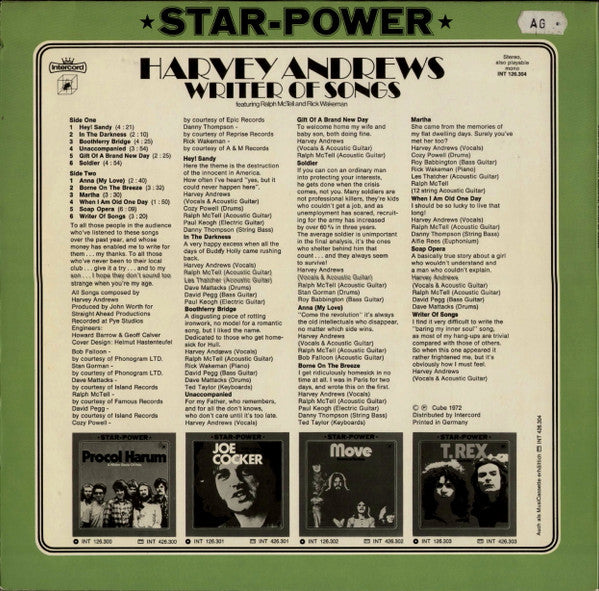 Harvey Andrews : Writer Of Songs (LP, Album, RE)