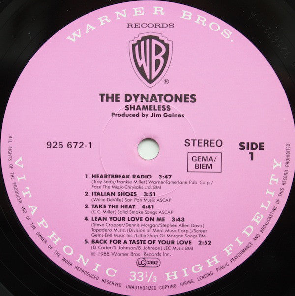 The Dynatones (2) : Shameless (LP, Album)