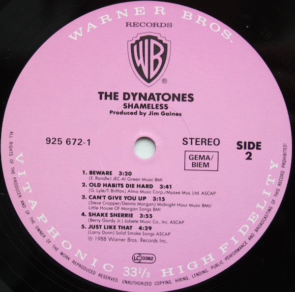 The Dynatones (2) : Shameless (LP, Album)