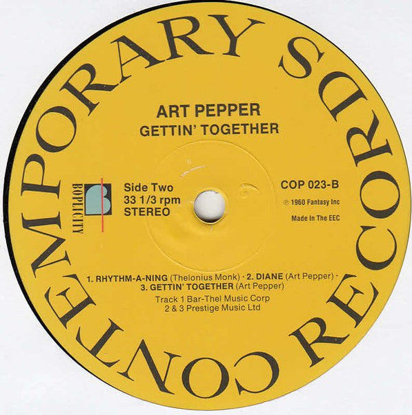 Art Pepper : Gettin' Together! (LP, Album, RE)
