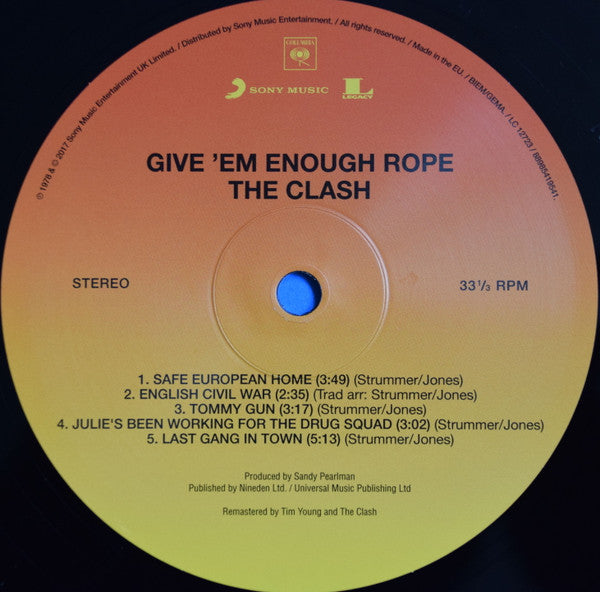 The Clash : Give 'Em Enough Rope (LP, Album, RE, RM, 180)