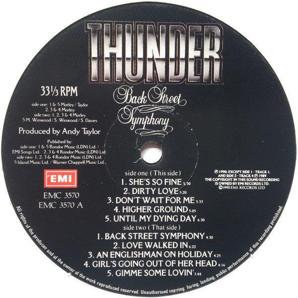 Thunder (3) : Back Street Symphony (LP, Album)