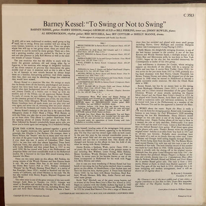 Barney Kessel : Vol. 3, To Swing Or Not To Swing (LP, Album, RE)