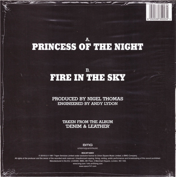 Saxon : Princess Of The Night (7", RSD, Single, Ltd, RE, Cle)