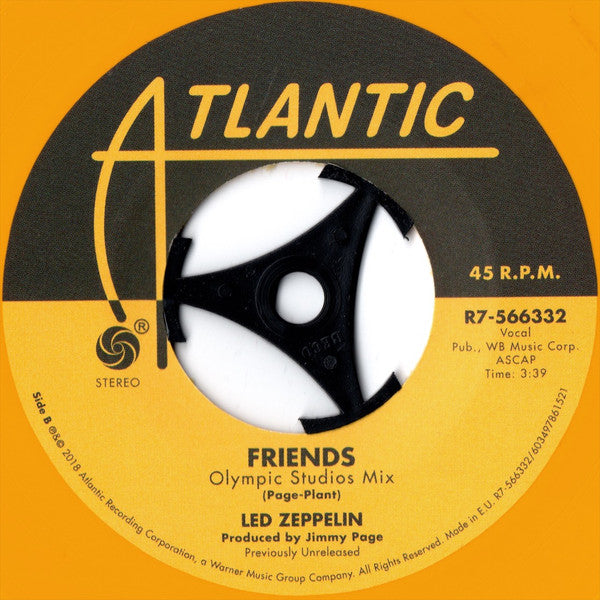 Led Zeppelin : Rock And Roll (Sunset Sound Mix) / Friends (Olympic Studios Mix) (7", RSD, Single, Ltd, Yel)