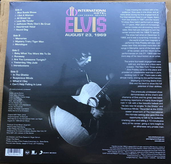 Elvis Presley : The International Hotel, Las Vegas, Nevada, August 23, 1969 (2xLP, Album, RSD)