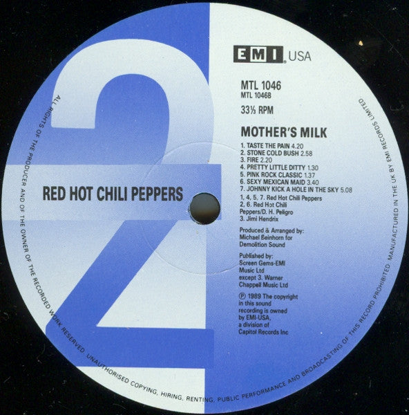 Red Hot Chili Peppers : Mothers Milk (LP, Album)