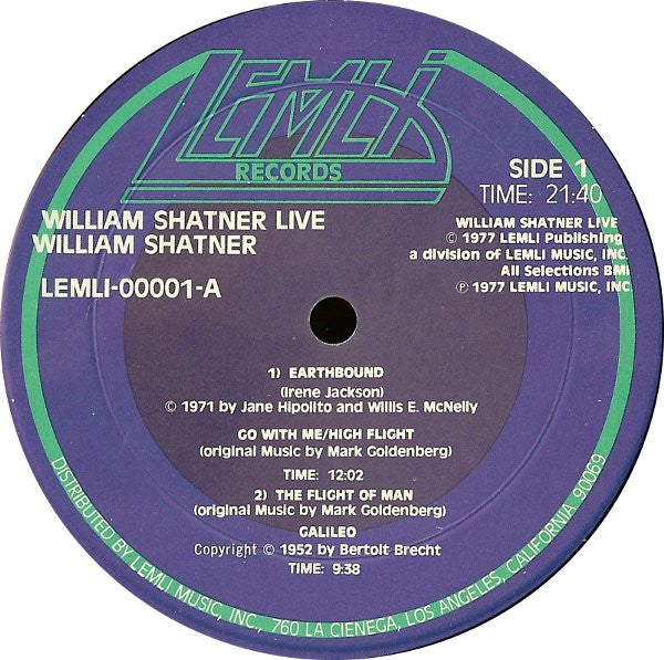 William Shatner : William Shatner Live (2xLP, Album)