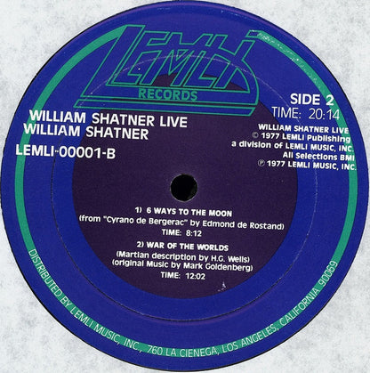 William Shatner : William Shatner Live (2xLP, Album)