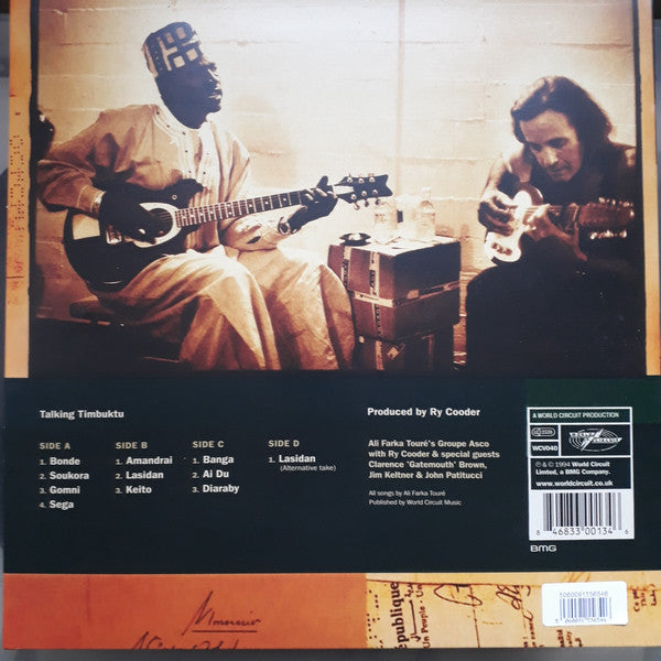 Ali Farka Touré With Ry Cooder : Talking Timbuktu (2xLP, Album, RE, 180)