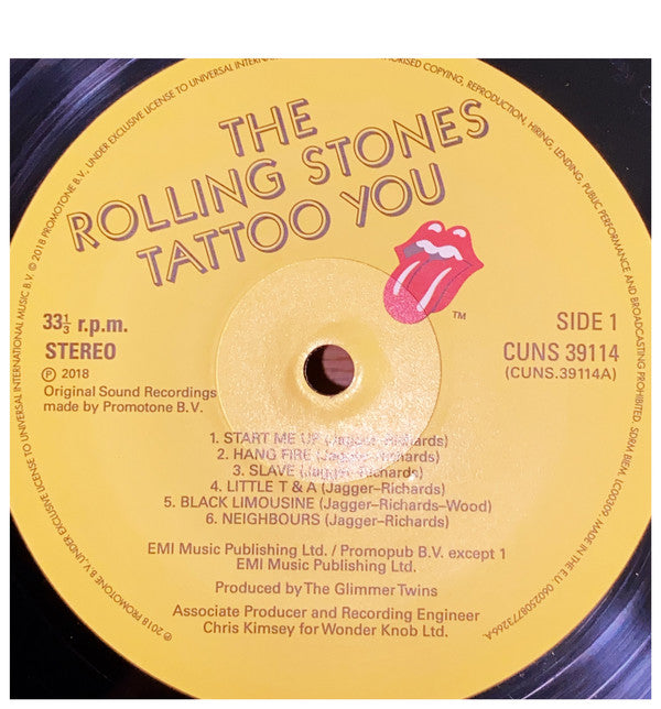 The Rolling Stones : Tattoo You (LP, Album, RE, RM, Hal)