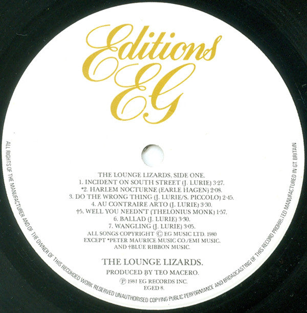 Lounge Lizards : The Lounge Lizards (LP, Album)