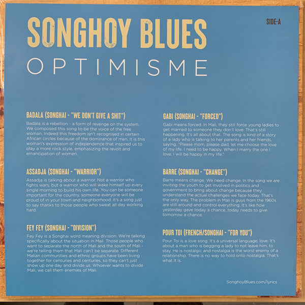 Songhoy Blues : Optimisme (LP, Album, Gol)