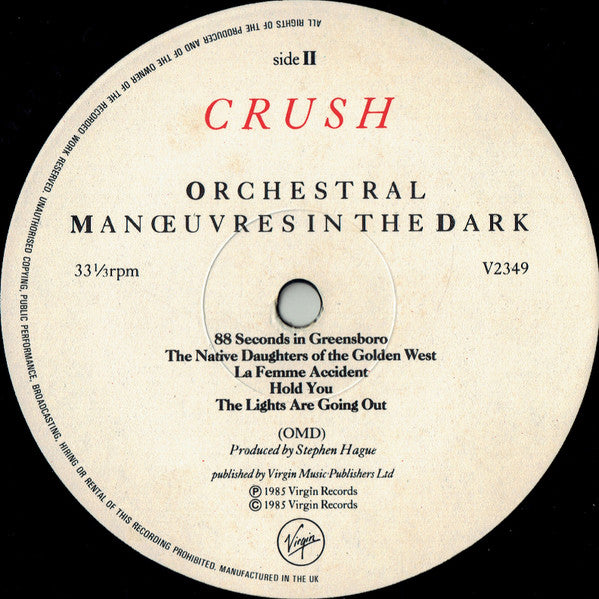 Orchestral Manœuvres In The Dark* : Crush (LP, Album)