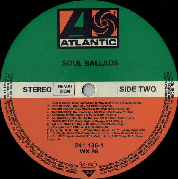 Various : Atlantic Soul Ballads (LP, Album, Comp)