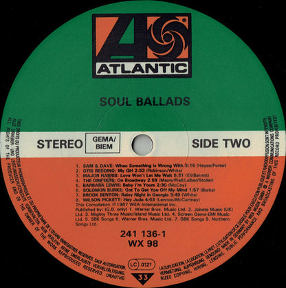 Various : Atlantic Soul Ballads (LP, Album, Comp)