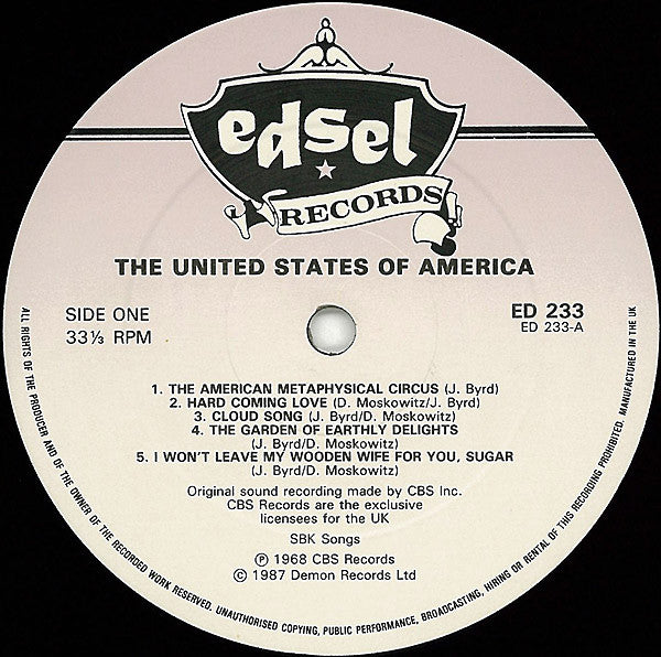 The United States Of America : The United States Of America (LP, Album, RE)