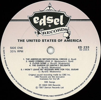 The United States Of America : The United States Of America (LP, Album, RE)