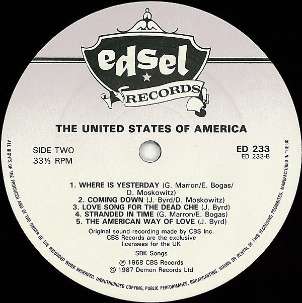 The United States Of America : The United States Of America (LP, Album, RE)
