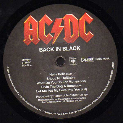 AC/DC : Back In Black (LP, Album, RE, RM)