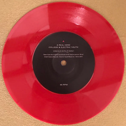 College & Electric Youth : A Real Hero (7", Ltd, RE, Red)