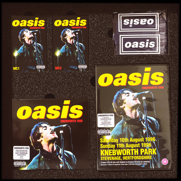 Oasis (2) : Knebworth 1996 (3xLP, Album + 2xCD, Album + 2xCass, Album + 3xDVD,)