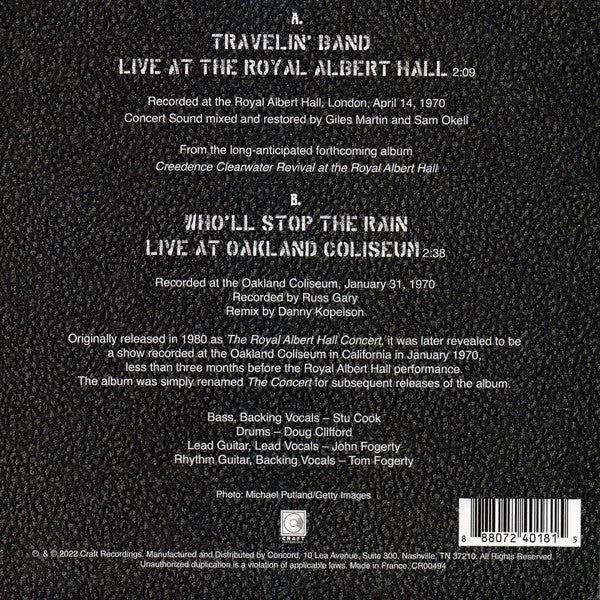 Creedence Clearwater Revival : Travelin' Band (Live At The Royal Albert Hall) (7", RSD, Ltd)