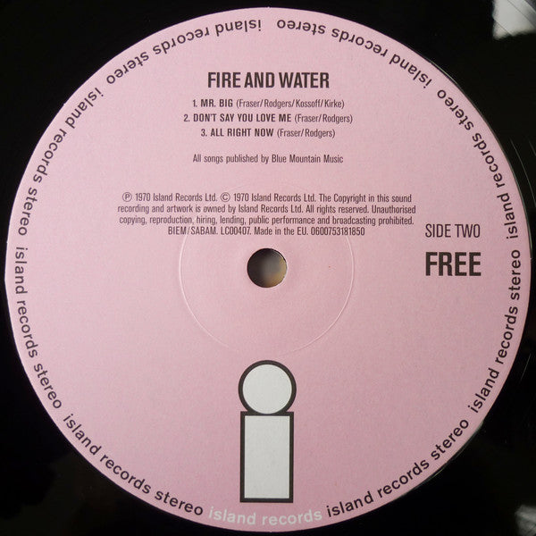 Free : Fire And Water (LP, Album, RE, RM)