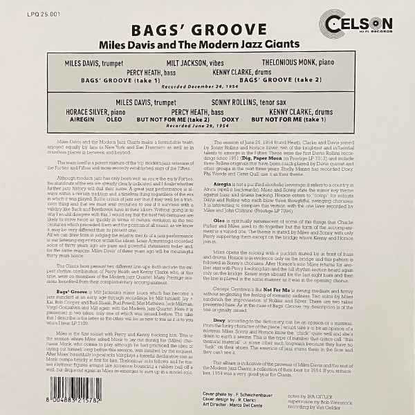 Miles Davis : Bags' Groove (LP, Album, Comp, RE)