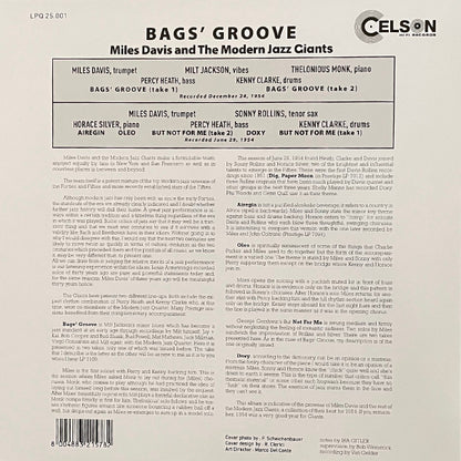 Miles Davis : Bags' Groove (LP, Album, Comp, RE)