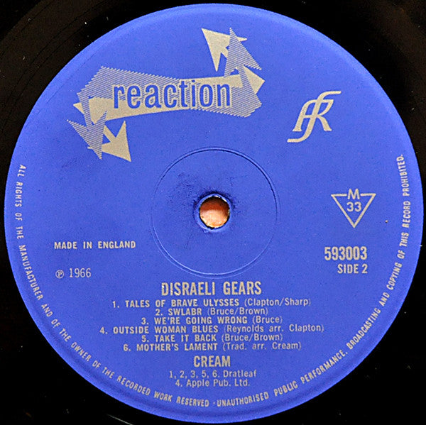 Cream (2) : Disraeli Gears (LP, Album, Mono, RE)