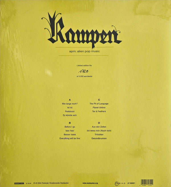 Einstürzende Neubauten : Rampen - APM: Alien Pop Music (2xLP, Album, Ltd, Num, Yel)