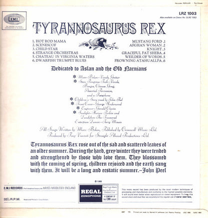 Tyrannosaurus Rex : My People Were Fair And Had Sky In Their Hair... But Now They're Content To Wear Stars On Their Brows (LP, Album, Mono)