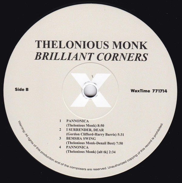 Thelonious Monk with Sonny Rollins, Ernie Henry and Clark Terry : Brilliant Corners (LP, Album, Mono, Ltd, RE, RM, 180)