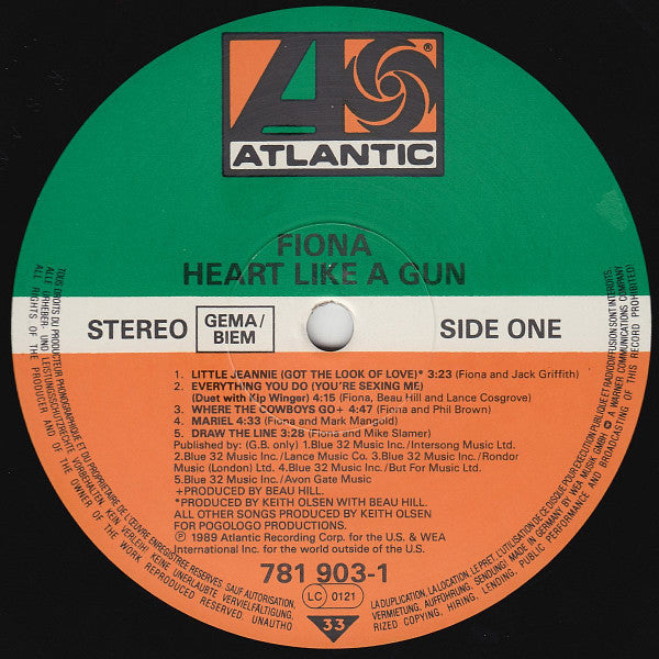 Fiona (4) : Heart Like A Gun (LP, Album)