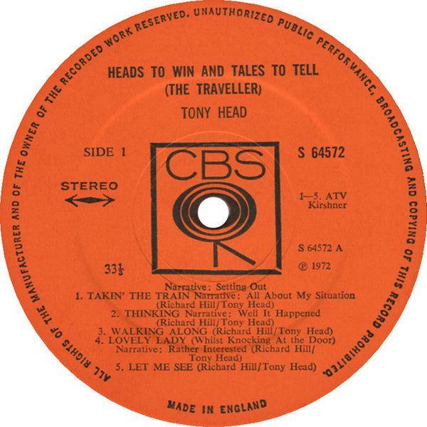 Tony Head : Heads To Win & Tales To Tell (The Traveller) (LP, Album)