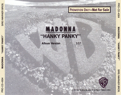 Madonna : Hanky Panky (CD, Single, Promo)