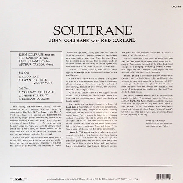 John Coltrane With Red Garland : Soultrane (LP, Album, RE, 180)